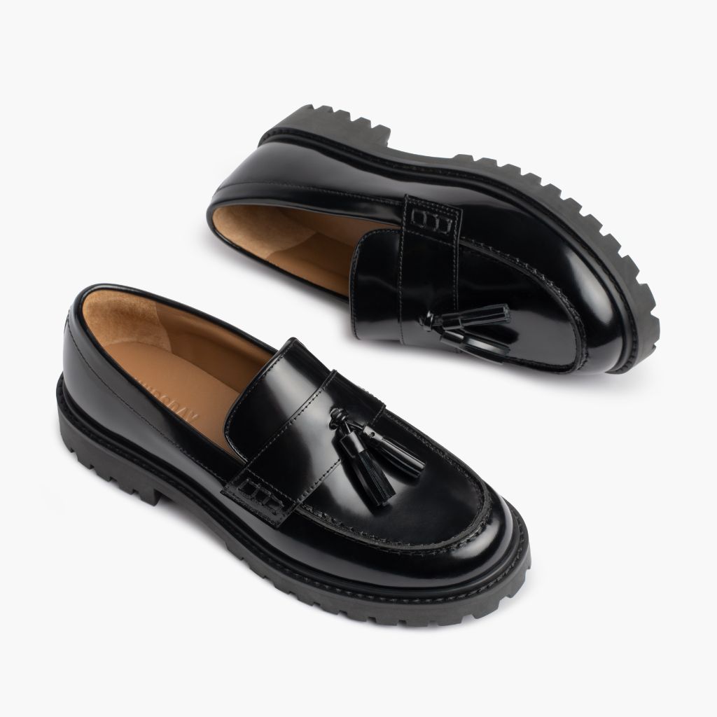 Women's Tassel Penny Loafer In Black Leather - Thursday