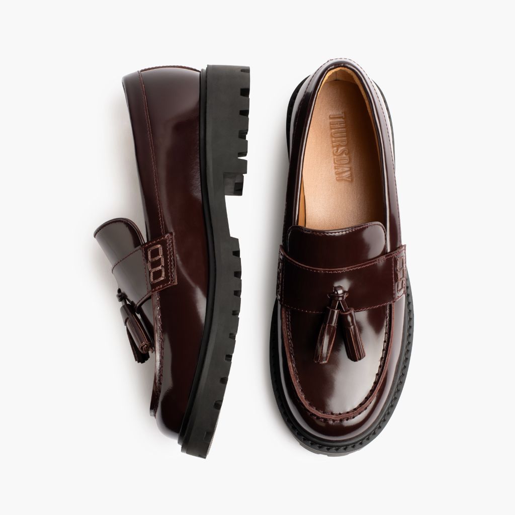 Women's Tassel Penny Loafer In Burgundy Leather - Thursday