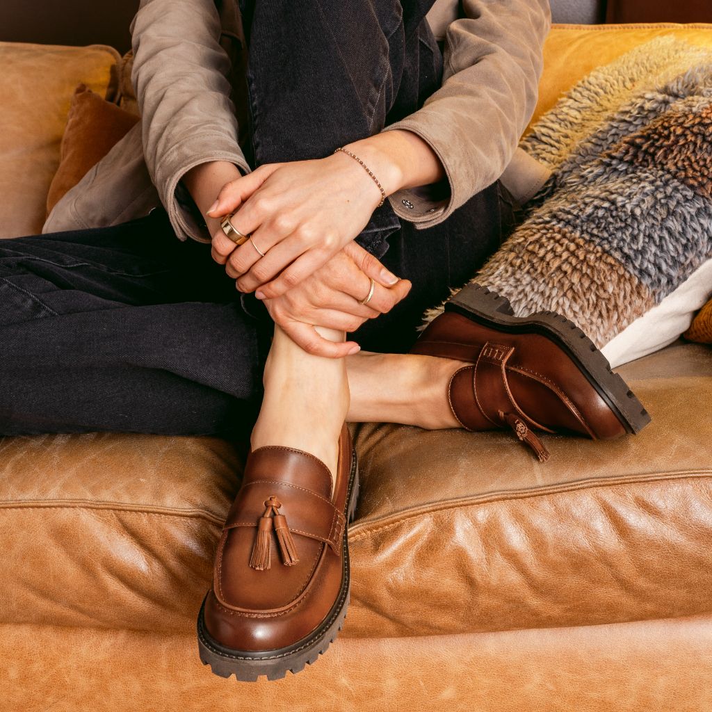Women's Tassel Penny Loafer In Tan 'Toffee' Leather - Thursday