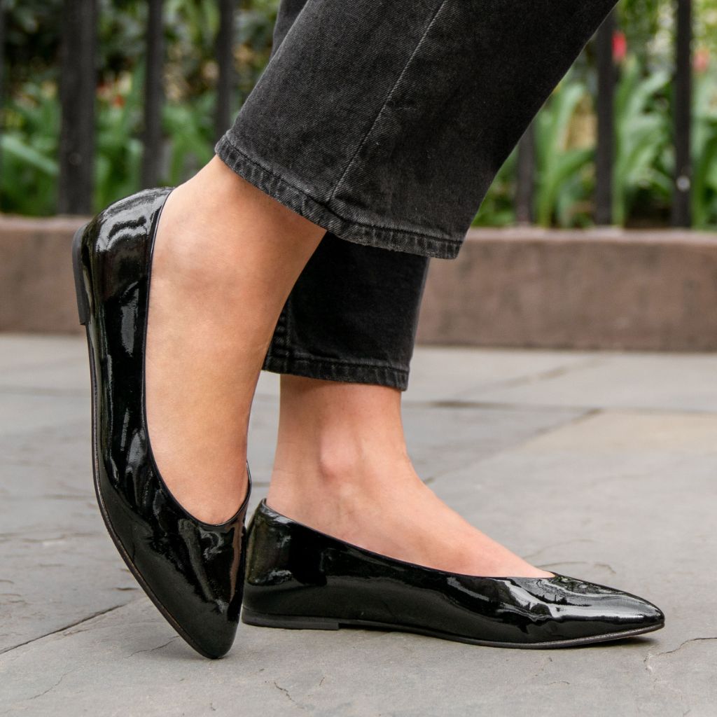 Black Patent Leather Black Leather Flat Shoes Womens Women's Viva