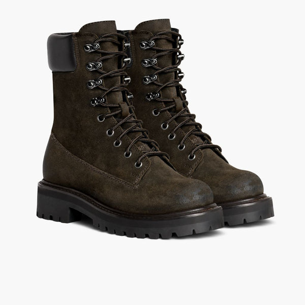 Explorer | Dunkelolivfarbenes Wildleder 