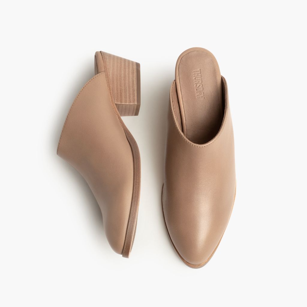 Women's 'Breeze' Leather Mule In Tan 'Milk Coffee' - Thursday