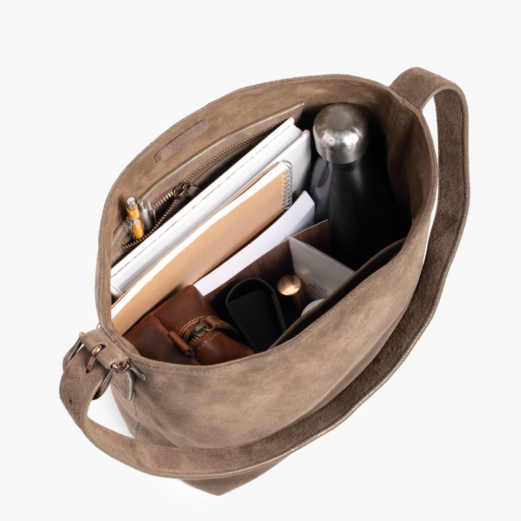 ★TOUT Y EST★ Women's Essential Bucket Bag Beige QP122WBG22 Women's Leather Beige Bucket Handbag Shoulder Tote Bag with