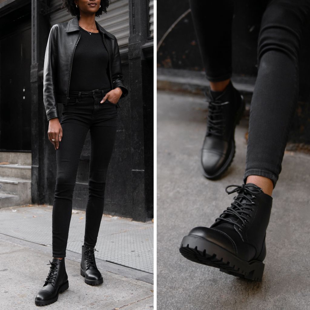 Women's Captain Lace-Up Boot In Black Thursday Boot Company