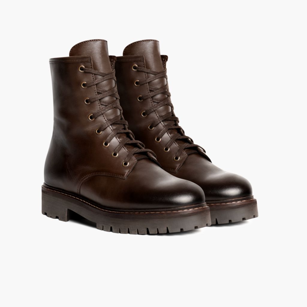 Women's Combat Boot In Java Brown Leather Thursday Boot Company