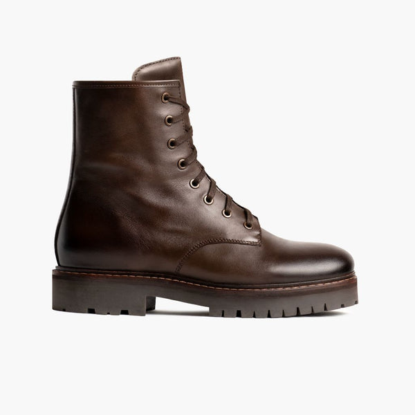 Women s Combat Boot In Java Brown Leather Thursday Boot Company