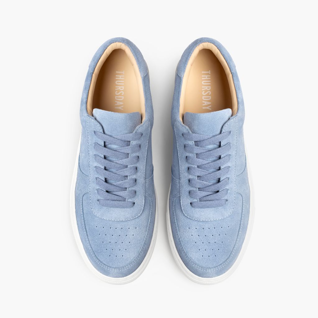 Women's Court Low Top Sneaker In Blue 'Azure' Suede - Thursday