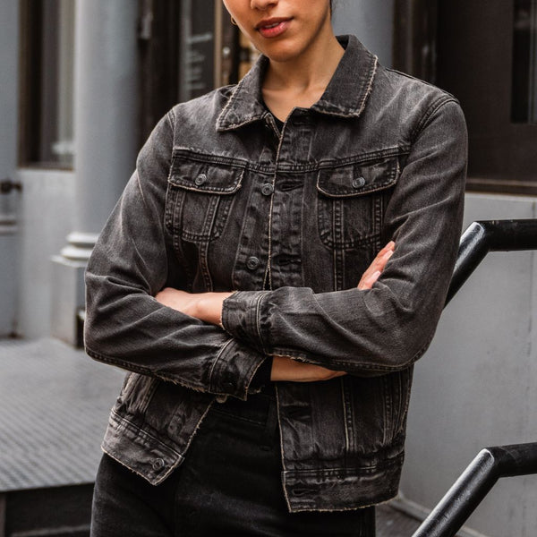 Denim Trucker Jacket | Faded Black