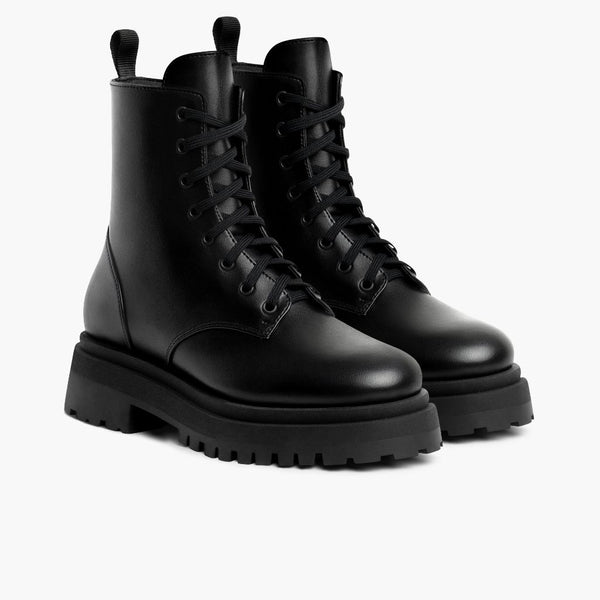 Women's Fatale High Heel Zip-Up Boot In Black Leather - Thursday