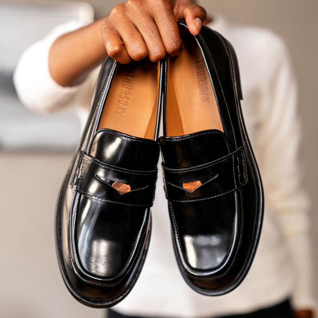 Women's Dress Penny Loafer In Black Leather Thursday
