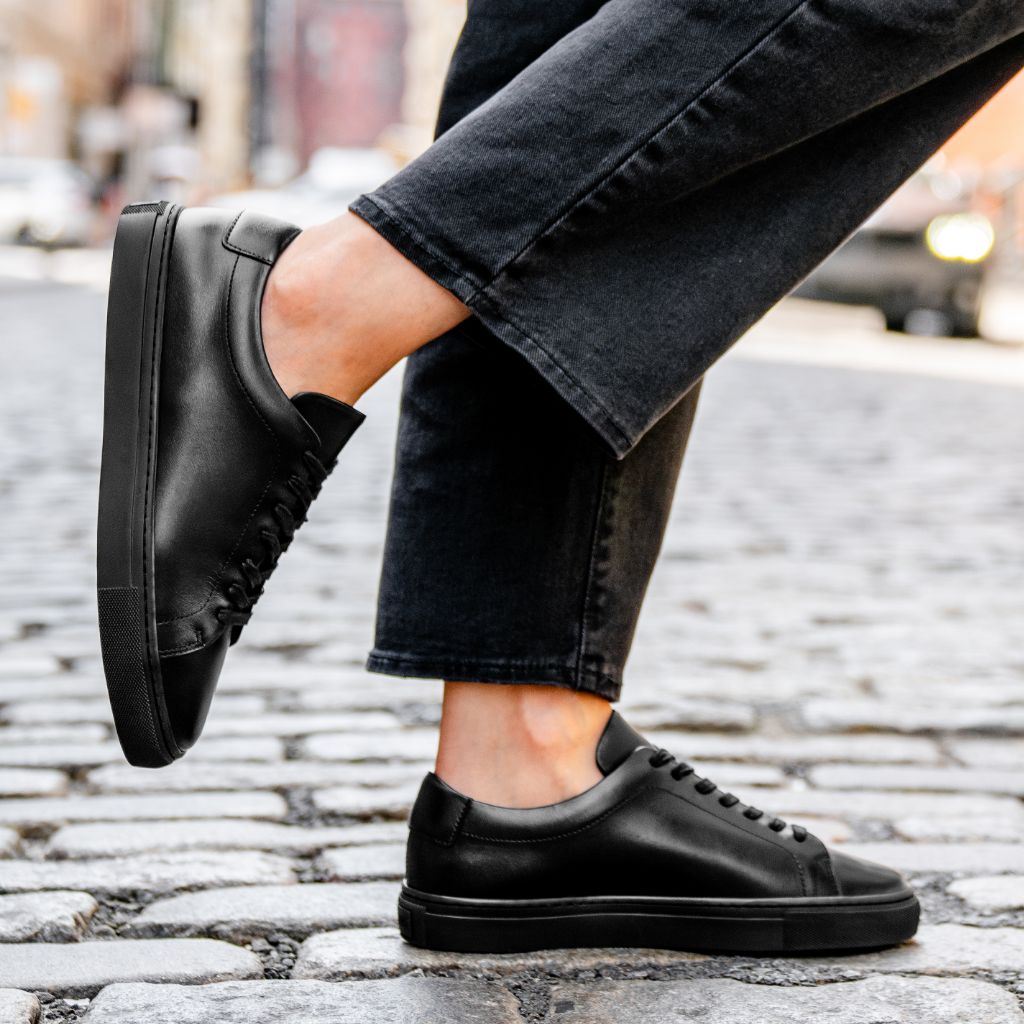 Women's Encore Low Top Sneaker In Black Leather - Thursday Women's Encore Low Top Sneaker In Black Leather - Thursday