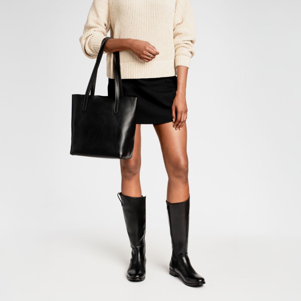 Women's Medium Leather Tote Bag in Black - Thursday