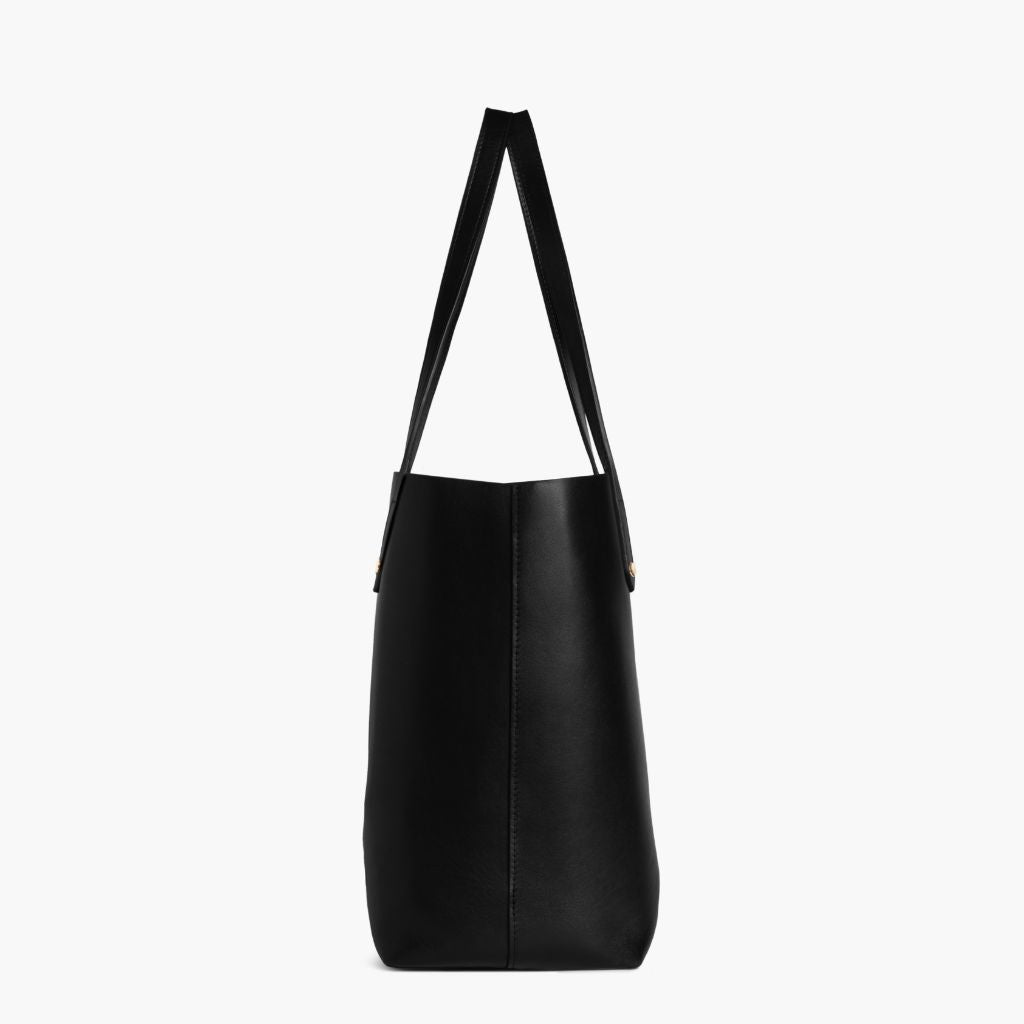 Women's Large Leather Tote Bag In Black & Gold – Thursday