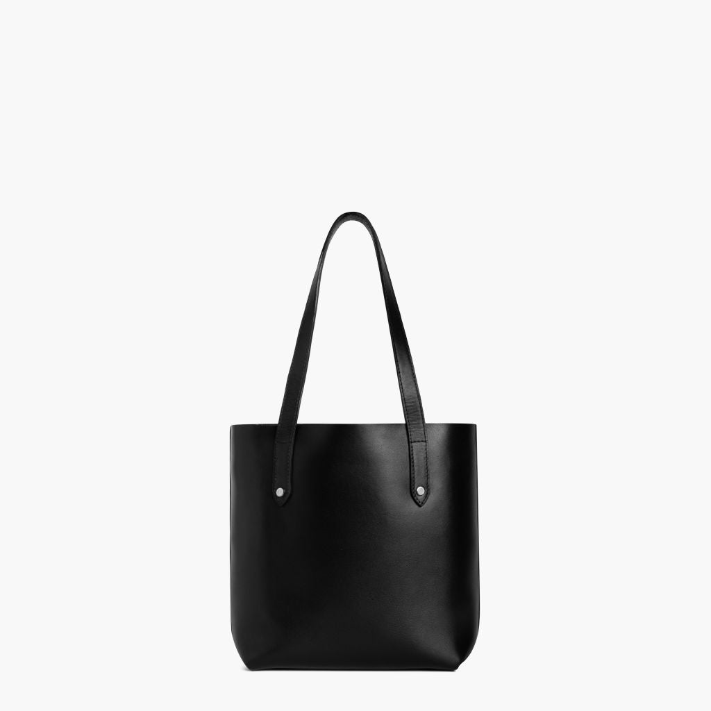 Women's Small Leather Tote Bag In Black & Silver – Thursday
