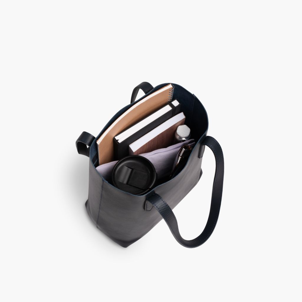 Women's Small Leather Tote Bag In Navy Blue – Thursday