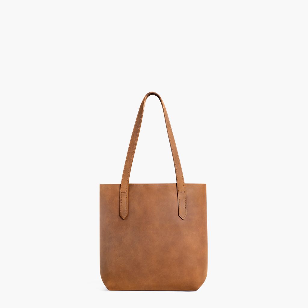 Women's Small Leather Tote Bag in Tan 'Vintage Cognac
