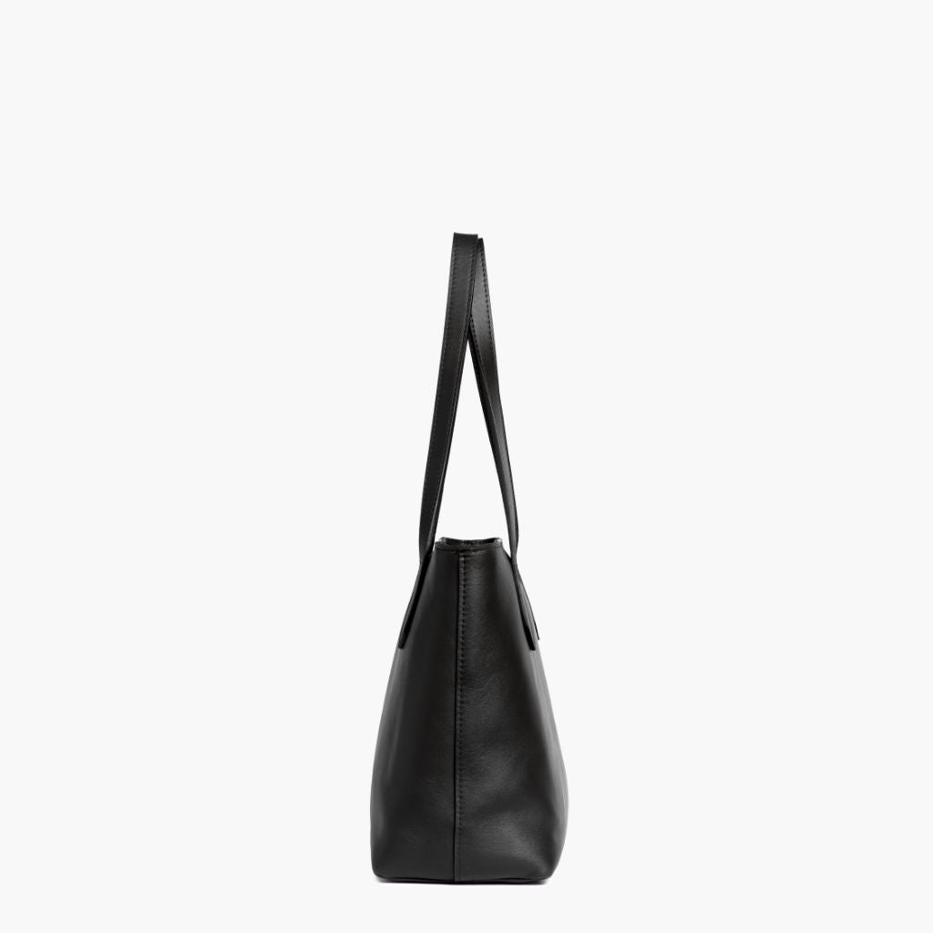 Women's Small Leather Zipper Tote Bag In Black – Thursday