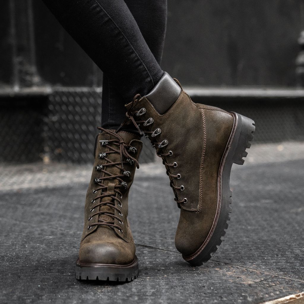Women’s Captain Thursday Boot Co Lace-Up Boot In Dark Olive Suede Size 8 Thursday Boot Co Captain Grey Vegan Leather Womens Combat  main image 3