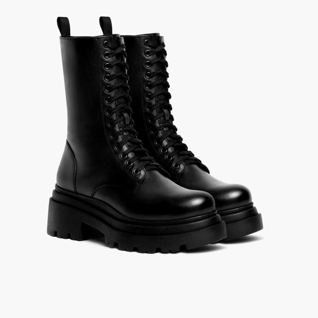Women's Fatale High Heel Zip-Up Boot In Black Leather - Thursday
