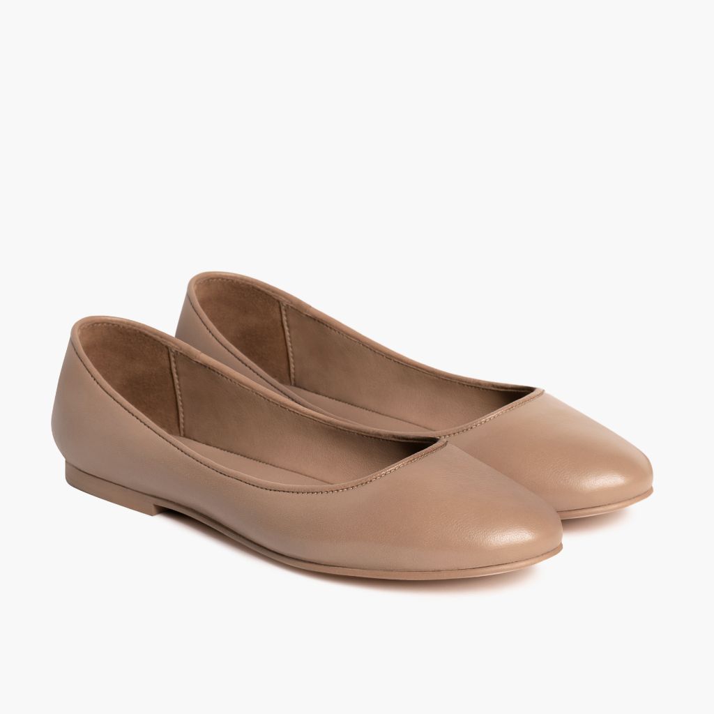 Tan leather hot sale flats