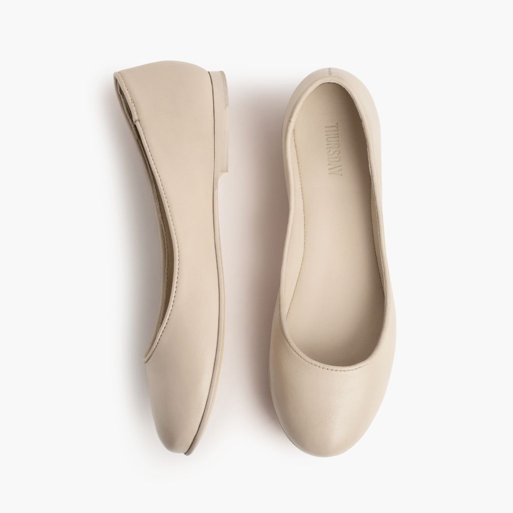 Women's Feliz Ballet Flat In Cream 'Cloud' Leather Thursday