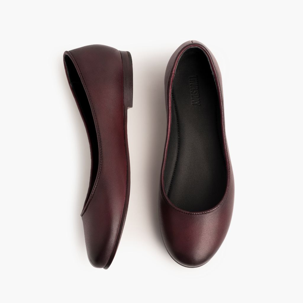 Women's Feliz Ballet Flat In Burgundy 'Wine' Leather - Thursday Women's Feliz Ballet Flat In Burgundy 'Wine' Leather - Thursday