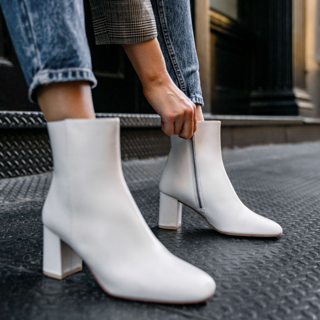 knee length dresses for ladies Thursday Boot Company Women's White Leather High Standard Bootie Size 9.5