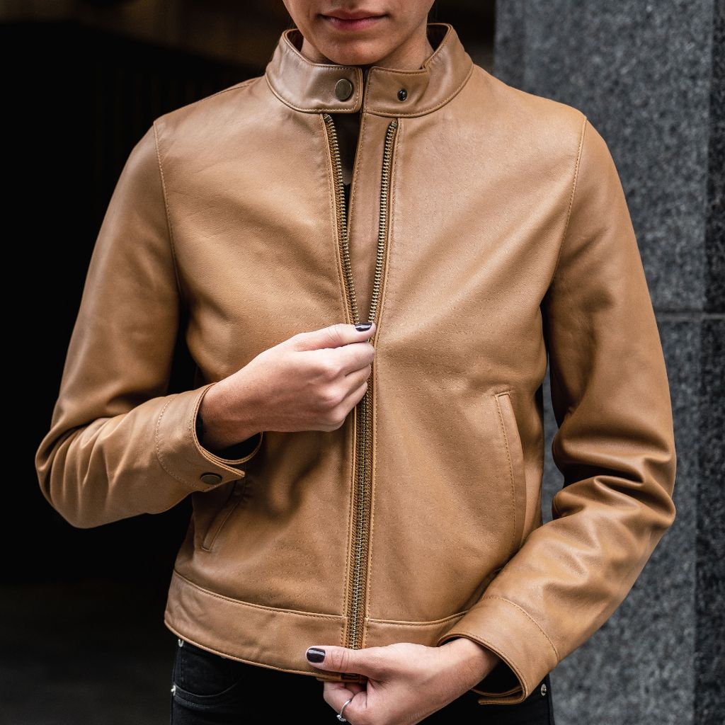Thursday Boots Racer Jacket in Sand/Tan