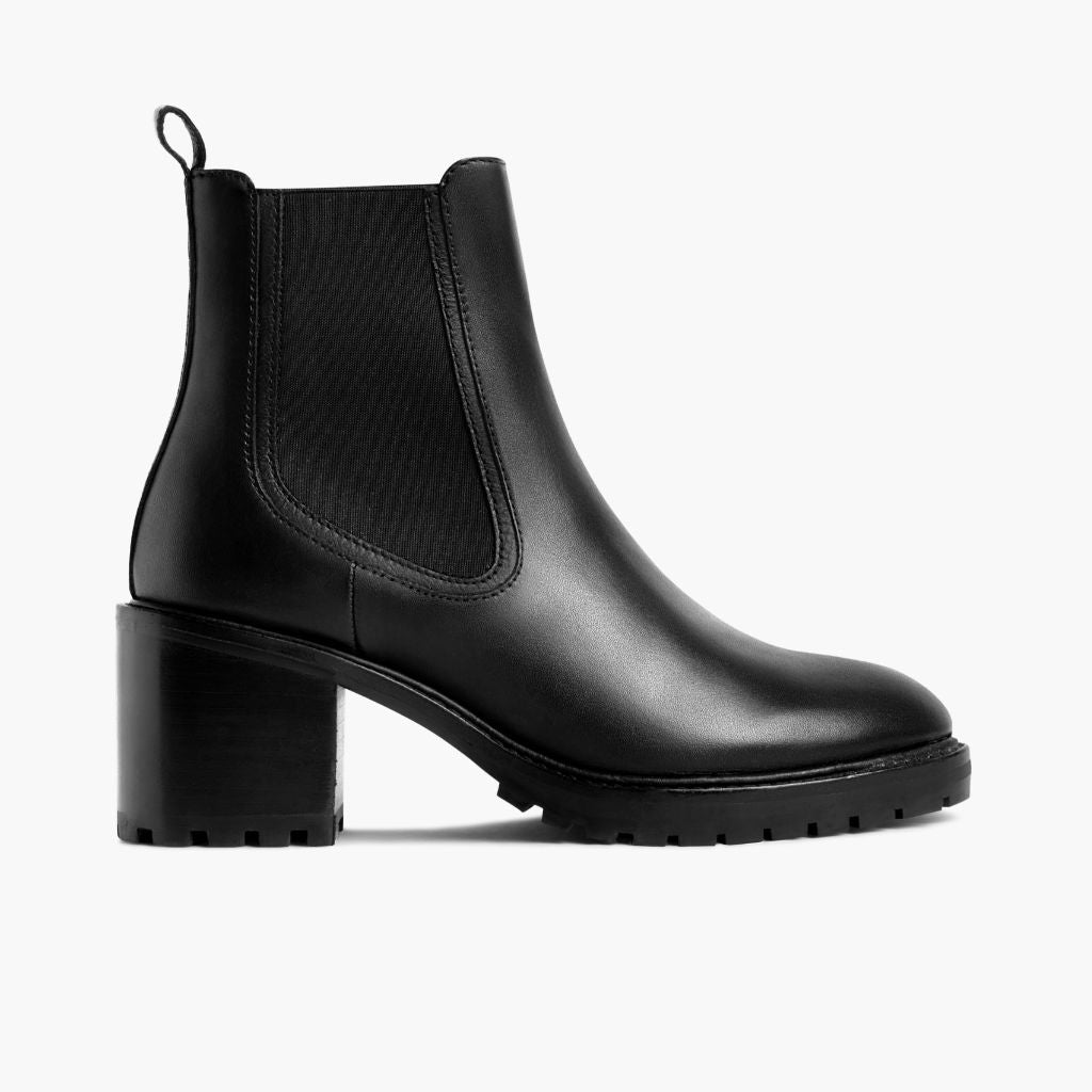 Women's Knockout High Heel Chelsea Boot In Black Leather - Thursday