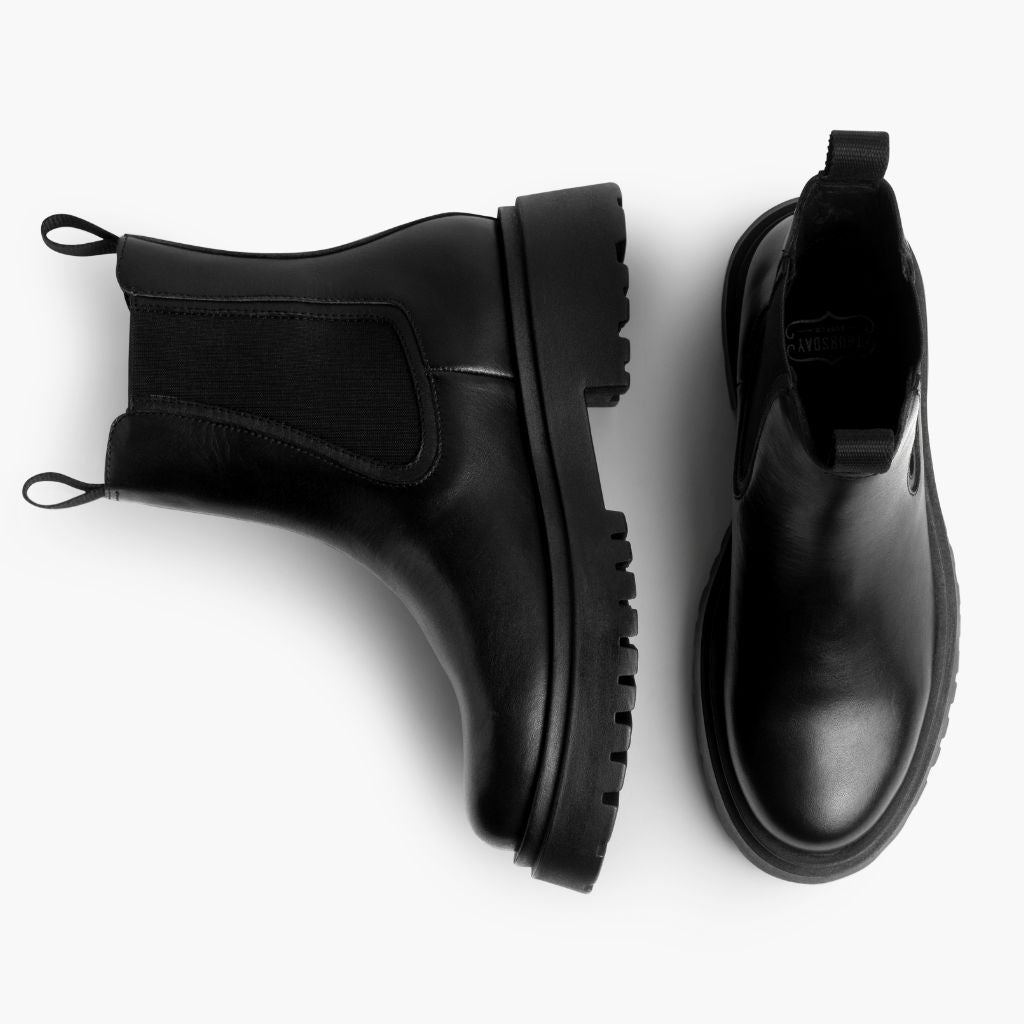 Thursday Boot Company Women's Black Leather Legend Platform Chelsea Boot Size 8.5