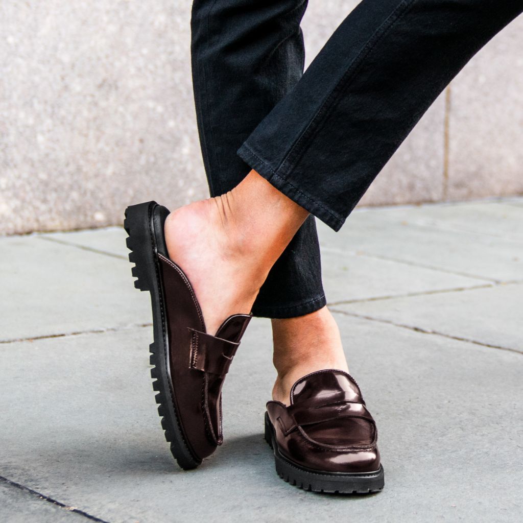 Women's Penny Mule Shoe In Burgundy Leather - Thursday Women's Penny Mule Shoe In Burgundy Leather - Thursday