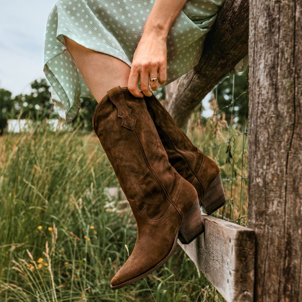 Dark brown womens cowboy boots best sale