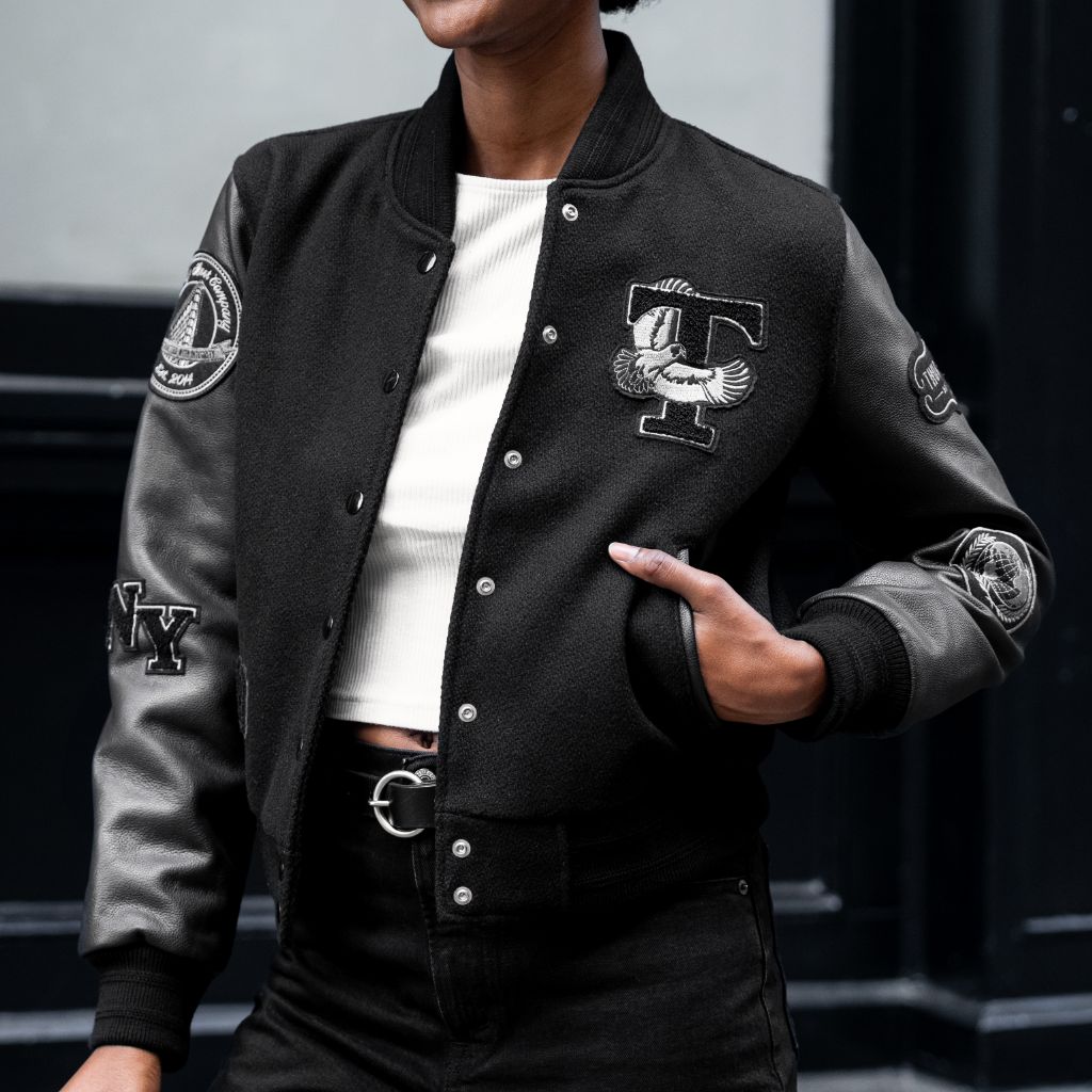 Women's Wool Varsity Jacket in Navy Thursday - Main Image