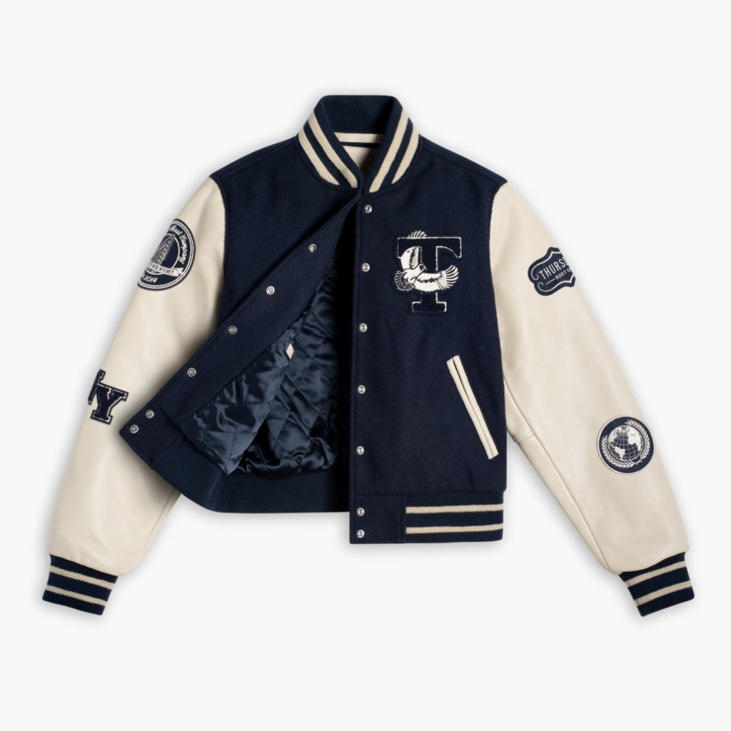 Women's Wool Varsity Jacket in Navy 