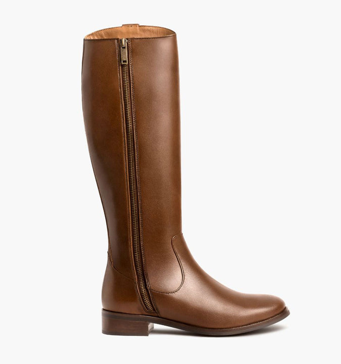 Women's Crown Zip-Up Riding Boot in Tan 'Cuero' Leather - Thursday