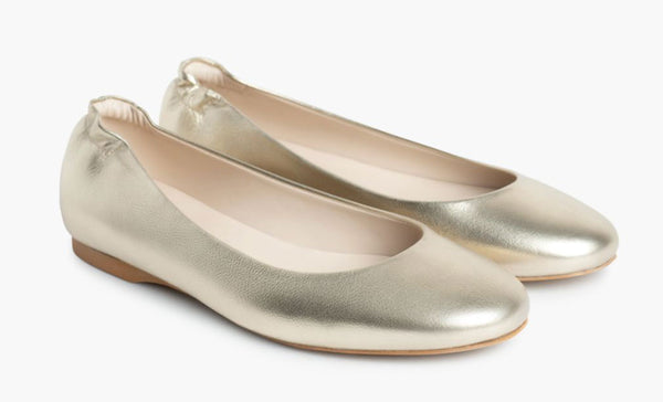 Women's Scrunch Ballet Flat In Gold Leather - Thursday