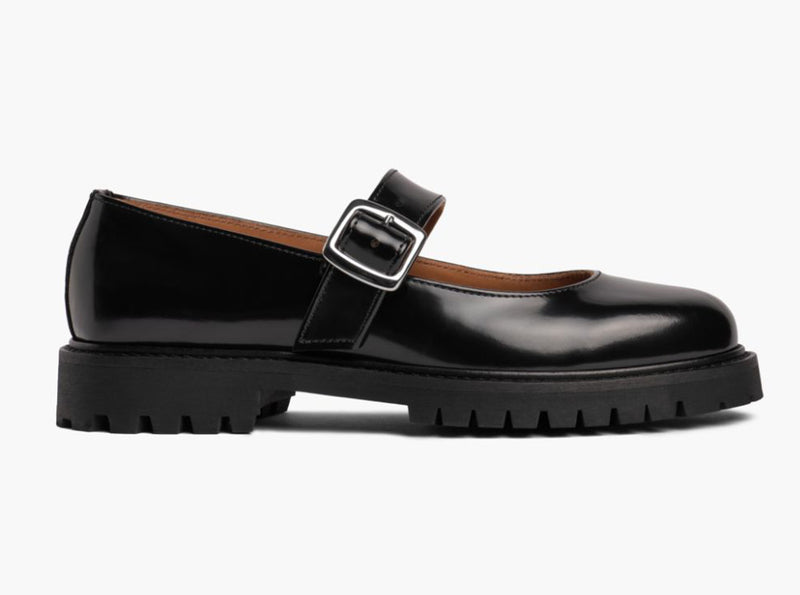 Women's Penny Jane Lug Sole Shoe In Black Leather - Thursday