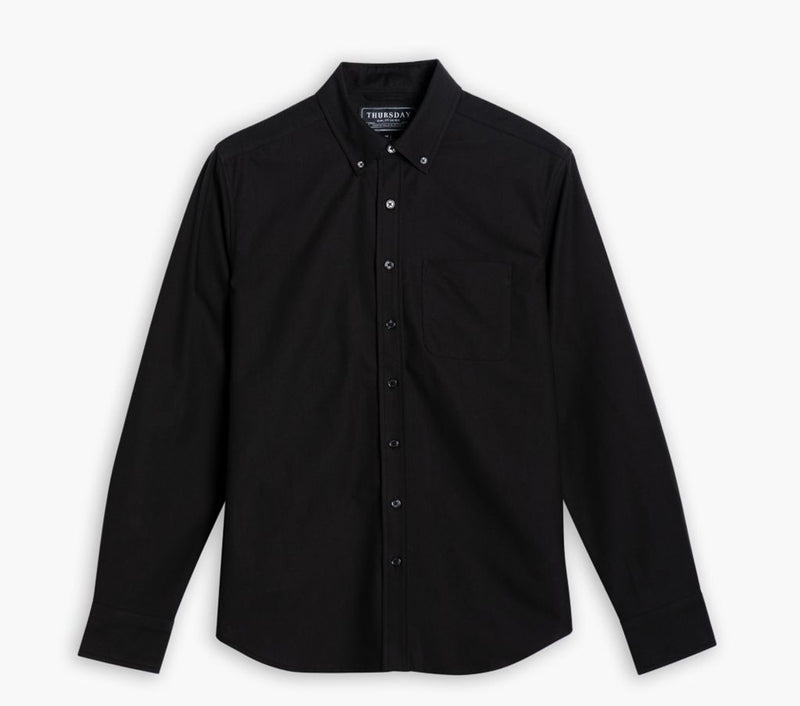 best men's black dress shirt with button down collar Men's Oxford Cloth Button Down Shirt in Black