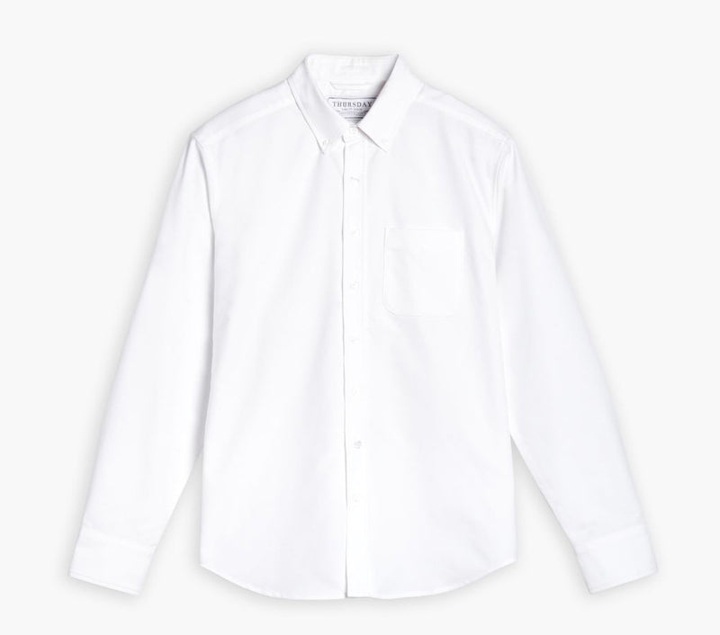 button-down dress shirt in white oxford reviews Thursday Boot Company Men's White Cotton Oxford Shirt Size L