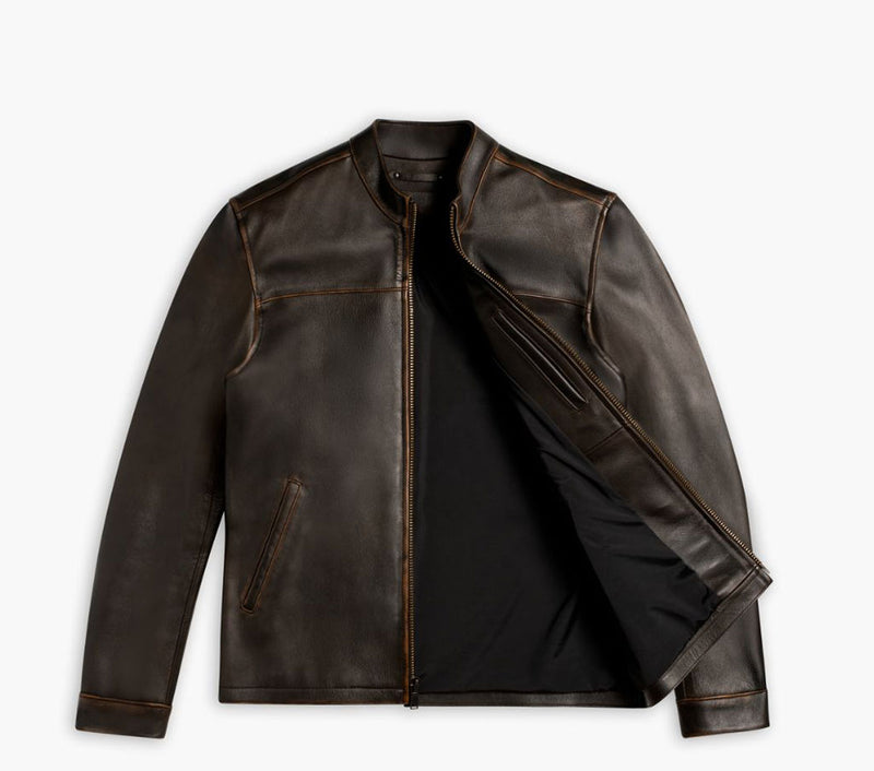 Stern Ritter Rider Jacket Men's Rider Jacket In Brown 'Java' Leather - Thursday Boot Company