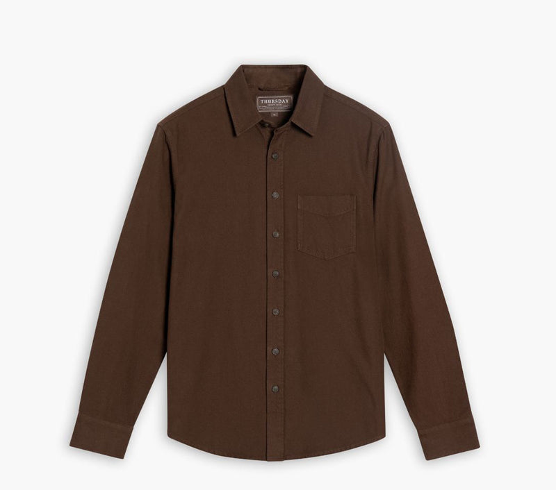 chocolate brown dress shirt Men's Dark Brown Long Sleeve Dress Shirt 18 36/37 / Dark Brown