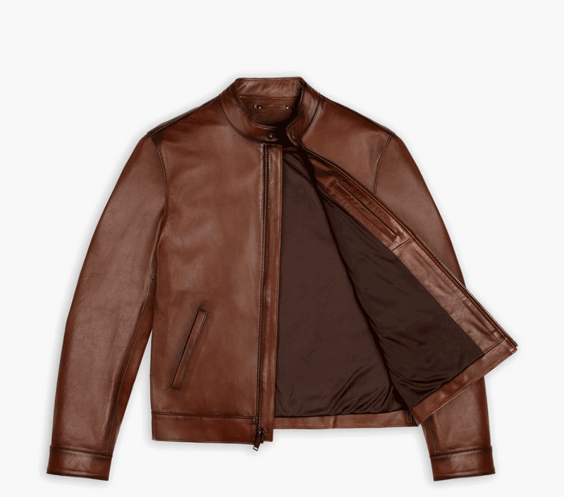 Men's Racer Jacket In Brown 'Brandy' Leather - Thursday Boot Company
