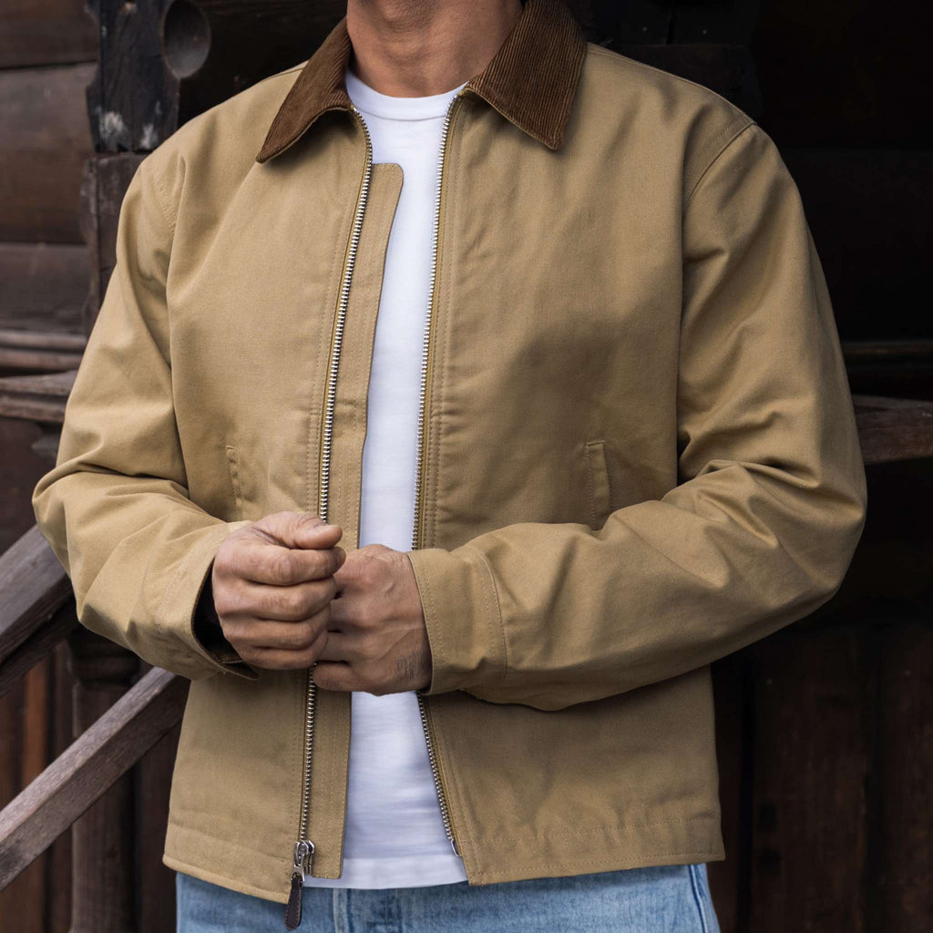 Men's Ranger Jacket in Khaki Dry Waxed Canvas - Thursday