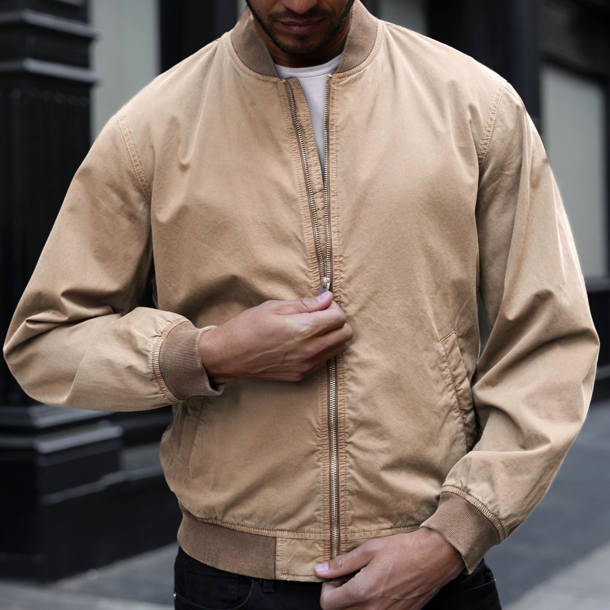 TAUPE/トープ/Diamond Pattern Bomber Jacket Men's Bomber Jacket In Taupe - Thursday