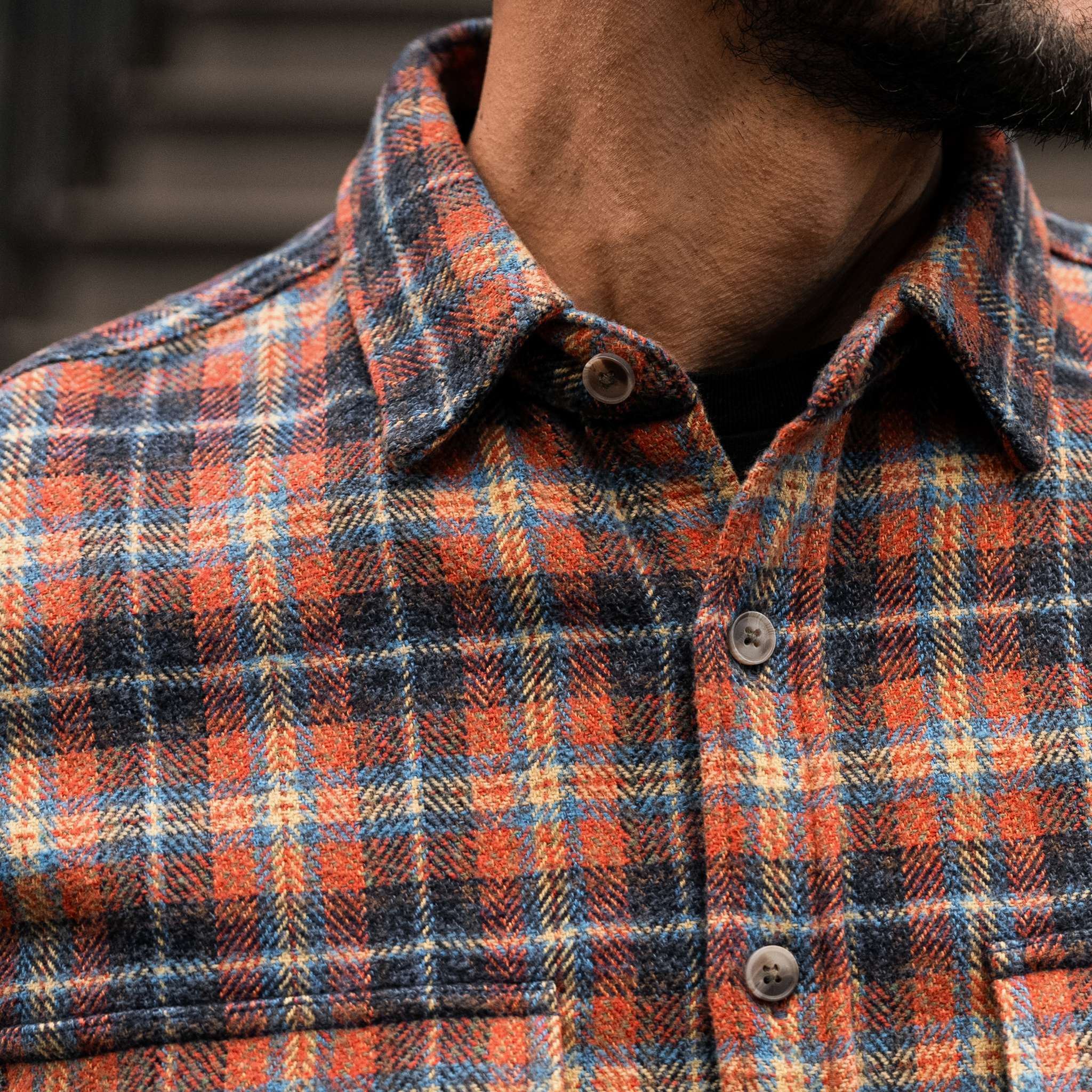 Men's Summit Flannel Shirt in Orange & Blue 'Daybreak' Plaid