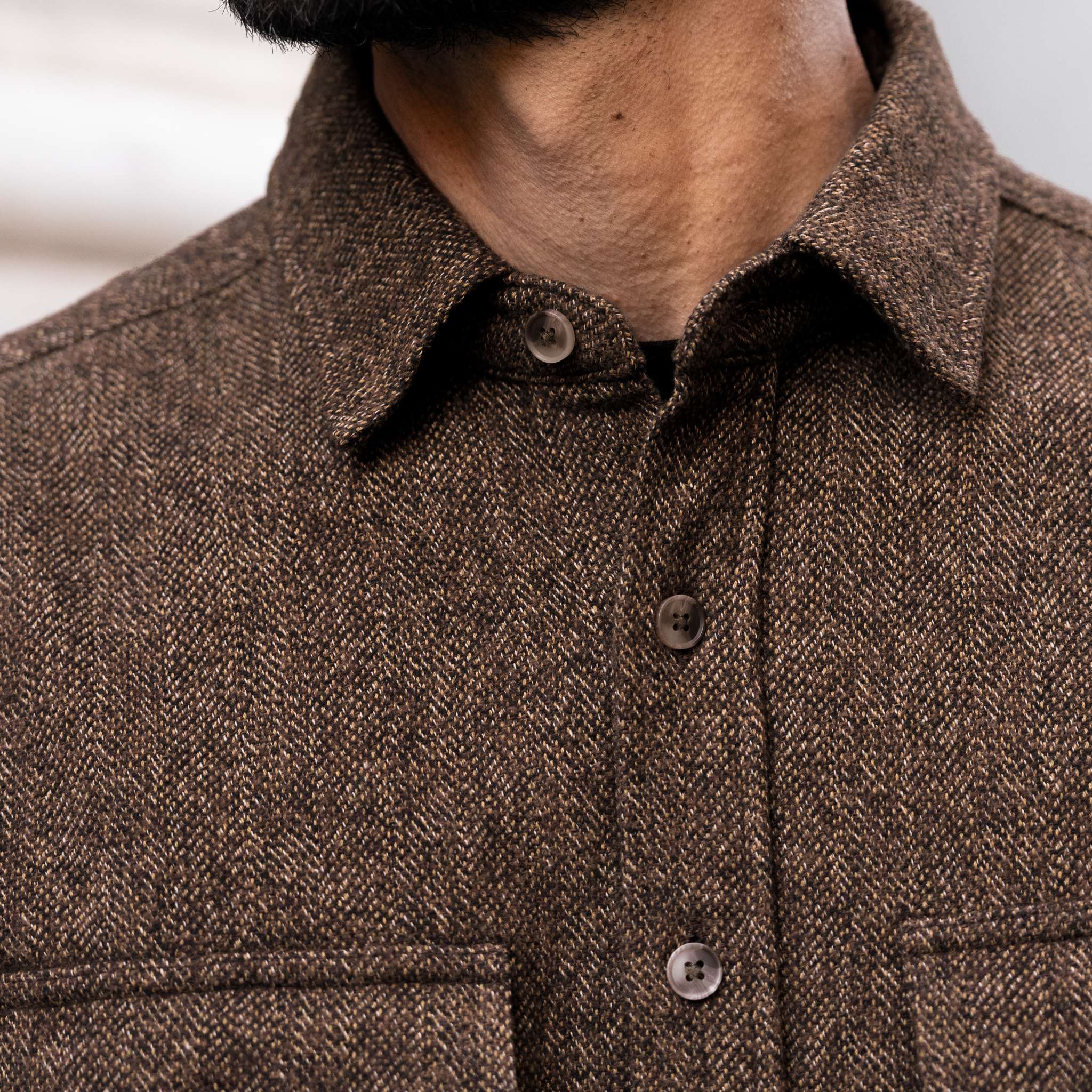 Men's Summit Flannel Shirt in Brown Herringbone - Thursday
