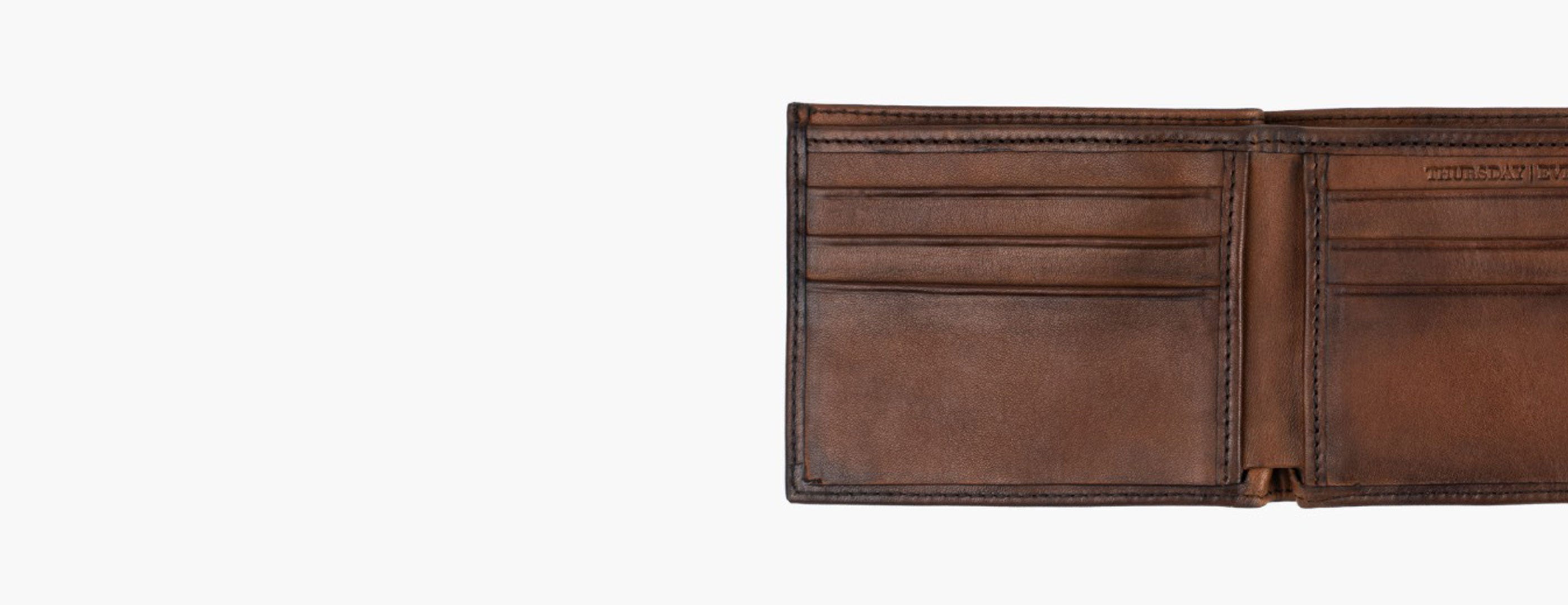 Minimalist Bifold Wallet in Black Leather - Thursday Boot Company
