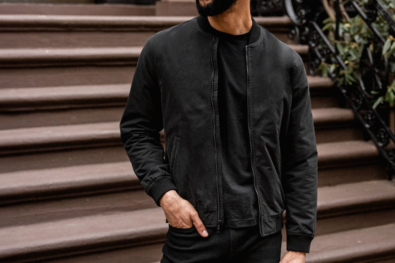 Men's Bomber Jacket In Black Leather - Thursday