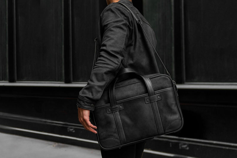 Leather Briefcase Men Black Leather Messenger Bag Men's 