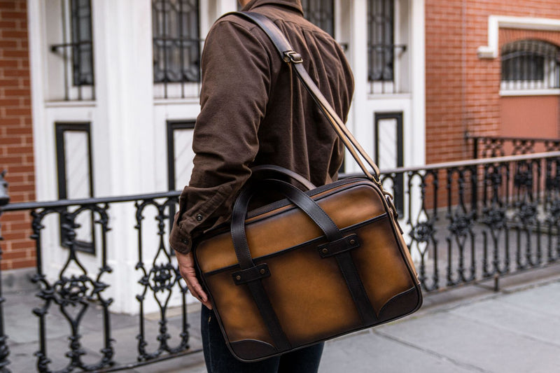 Commute Bag Men's Commuter Messenger Bag in Tan 'Toffee' Leather - Thursday